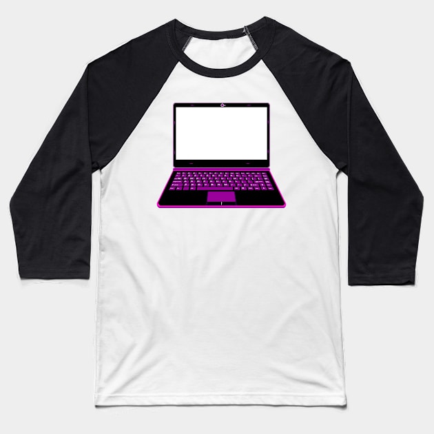 realistic laptop vector illustration in black and purple color Baseball T-Shirt by asepsarifudin09